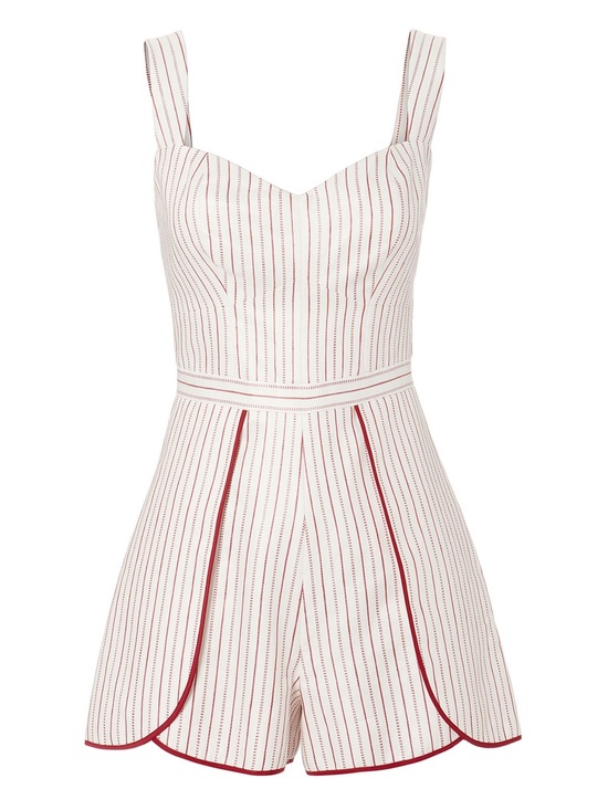 Alexis Pants - Alexis Jemma White Romper with Red Pinstripes- Size XS